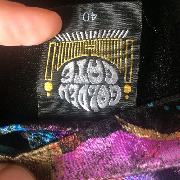 Shiny button up small vintage multicolour blouse - Picture 4 of 6